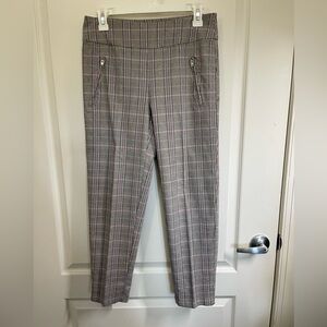 Zac & Rachel Women's Plaid Ankle Crop Pants Gray Size 6 Casual Zippered Pockets